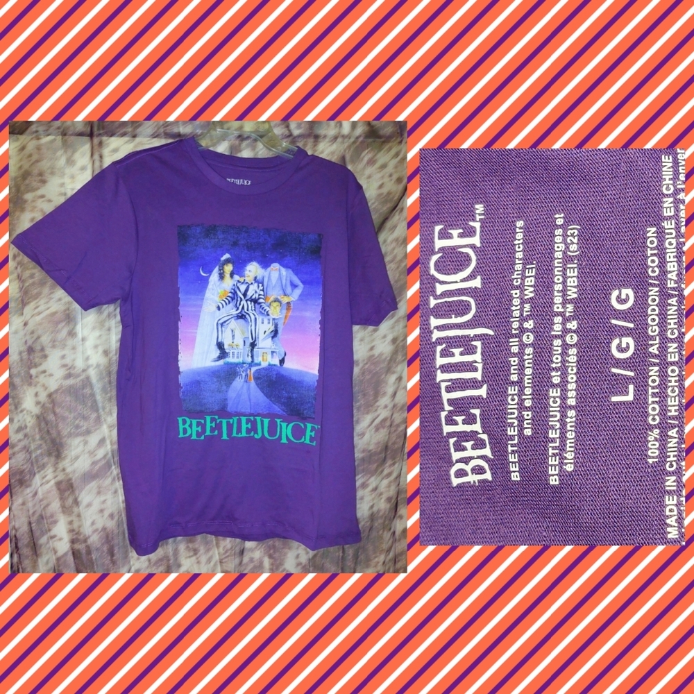 Purple Beetlejuice Graphic Tee Youth Large